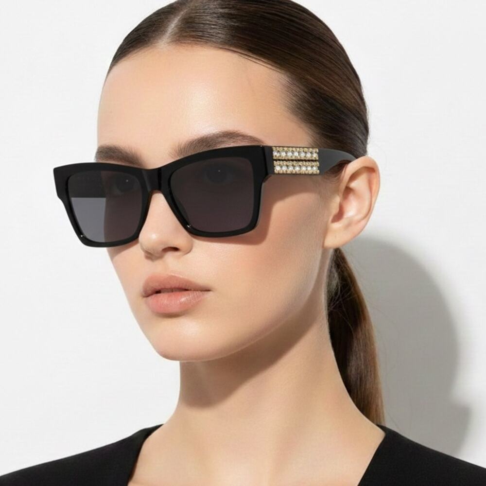 New! Givenchy Elegant Black Sunglasses with Crystals, GV40076I 01A, Authentic